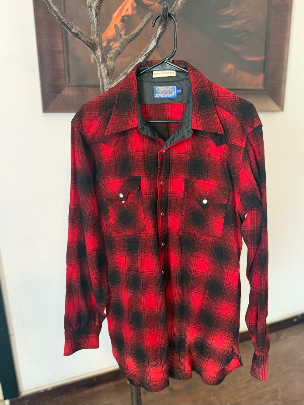 Pendleton Red & Black Plaid Snap-Front Western Shirt